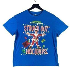 Christmas Vacation Griswold T-Shirt Womens Size Large Clark‎ Movie Lampoon Blue